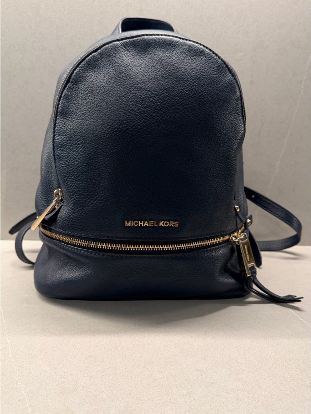 Michael Kors Black Leather Mini Backpack with Gold Hardware